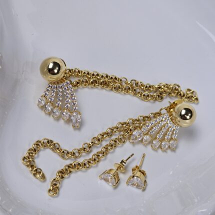 NSFB044 Brinco Multifuncional Leque Zircônia Corrente Dupla