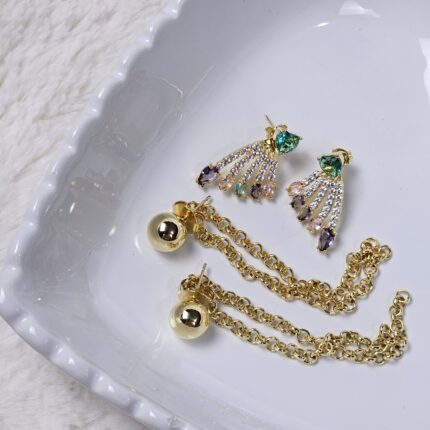 NSFB046 Brinco Multifuncional Zircônia Colorida Com Corrente